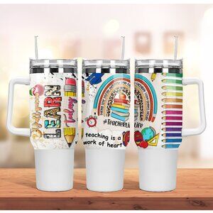 Teacher 40 oz Tumbler/Water bottle/Mug with handle and straw.Birthday gifts for